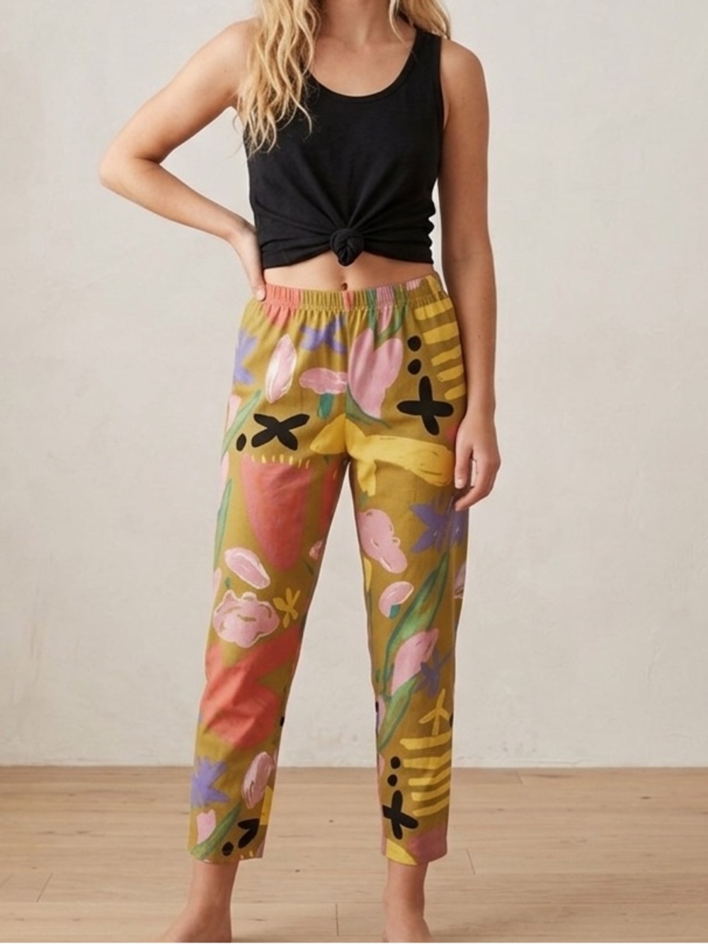 Vintage 90s Ken Done Art Pop Art Pants Floral Abstract Lounge S/M - Picture 3 of 7